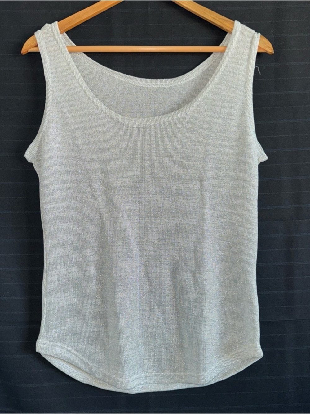 Lew Magram Collection Silver Ribbed Sparkle Tank Shirt Large Vintage